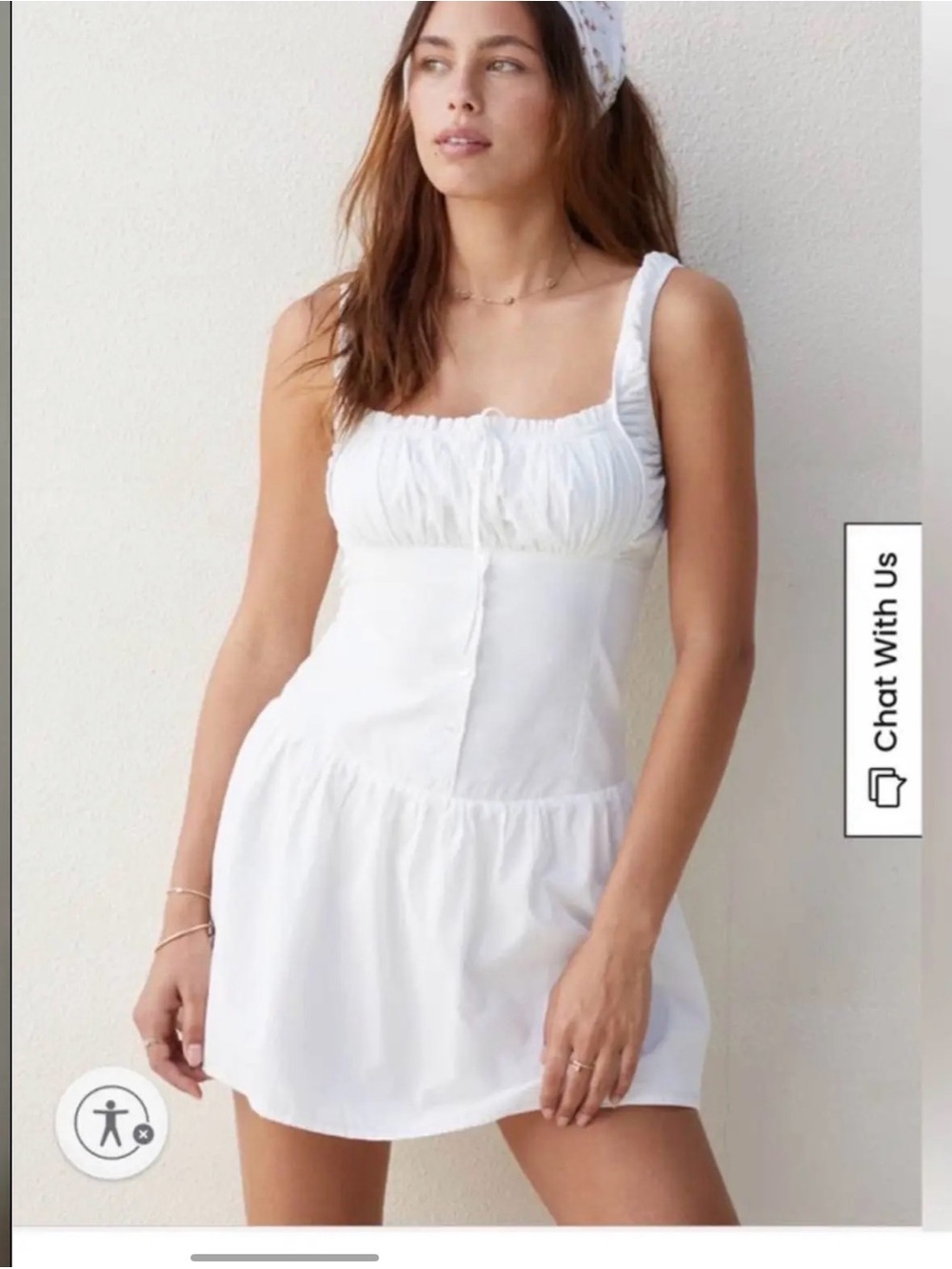 PacSun Beverly and Beck Tie Front Mini Ruched White Dress